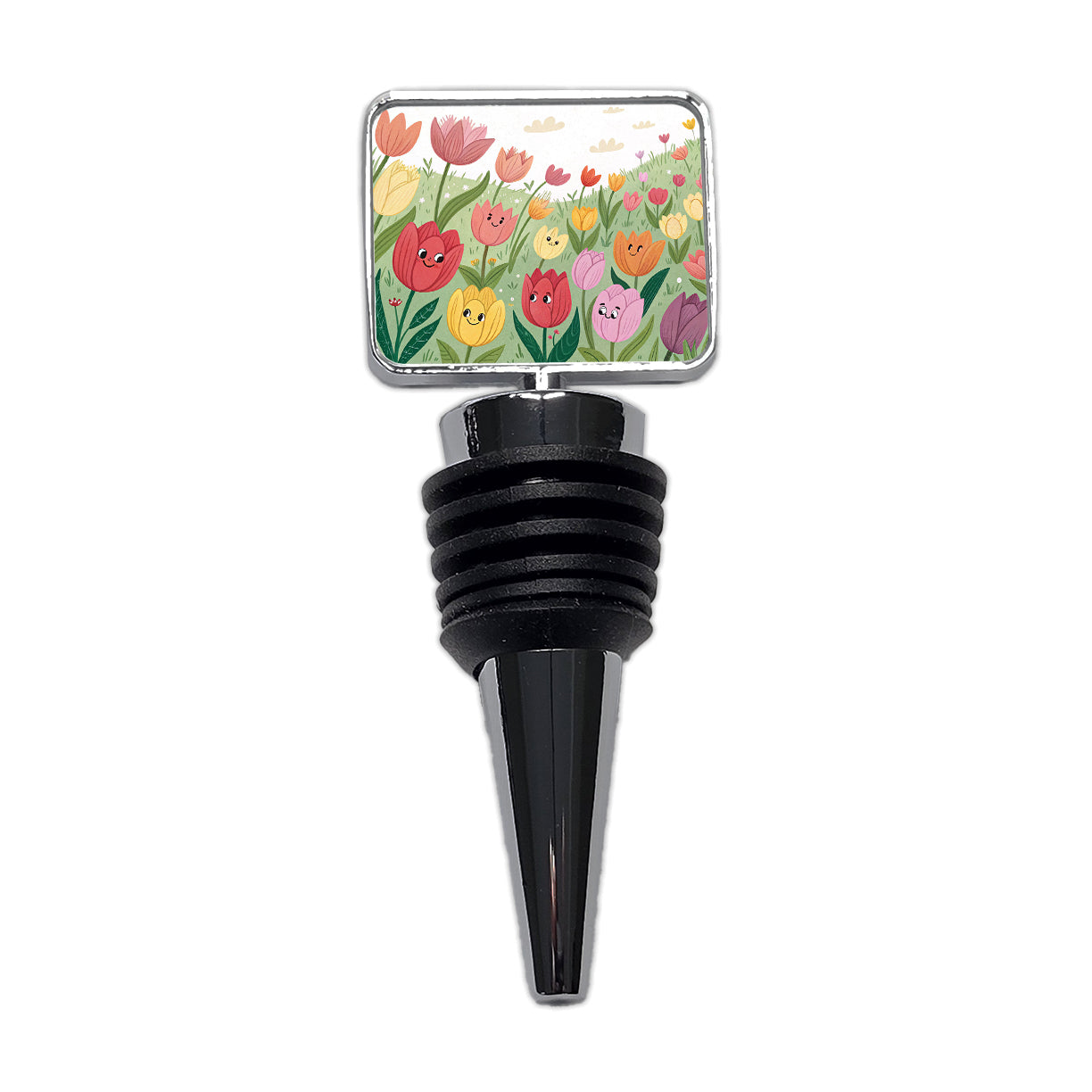 Field Of Tulips Flowers Wine Bottle Stopper