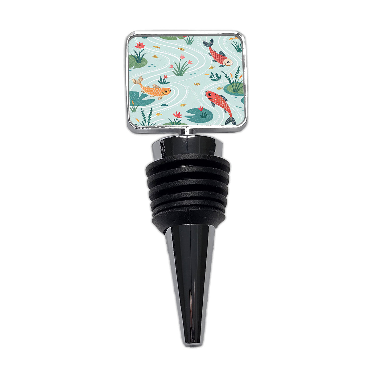 Fish Swimming In Pond Wine Bottle Stopper