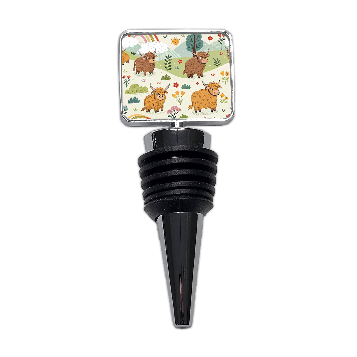 Highland Cows Scattered Wine Bottle Stopper