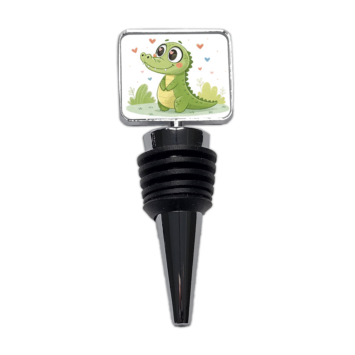 Kawaii Alligator Crocodile Love Hearts Wine Bottle Stopper