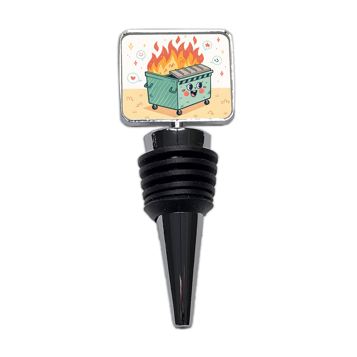 Kawaii Dumpster Fire Wine Bottle Stopper