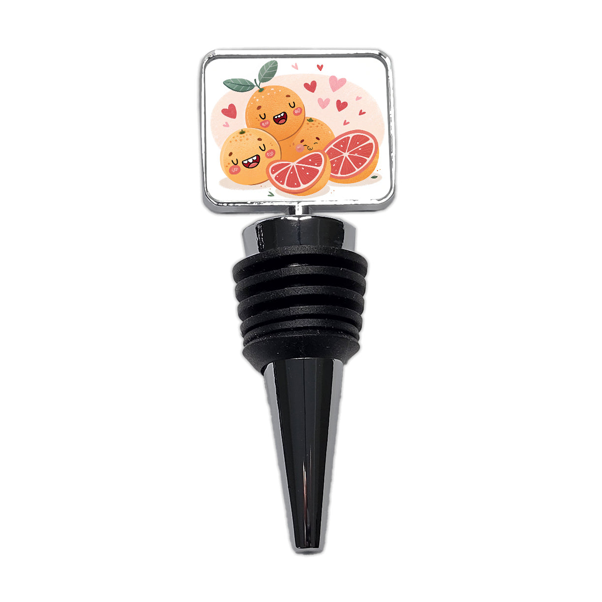 Kawaii Grapefruits And Hearts Wine Bottle Stopper