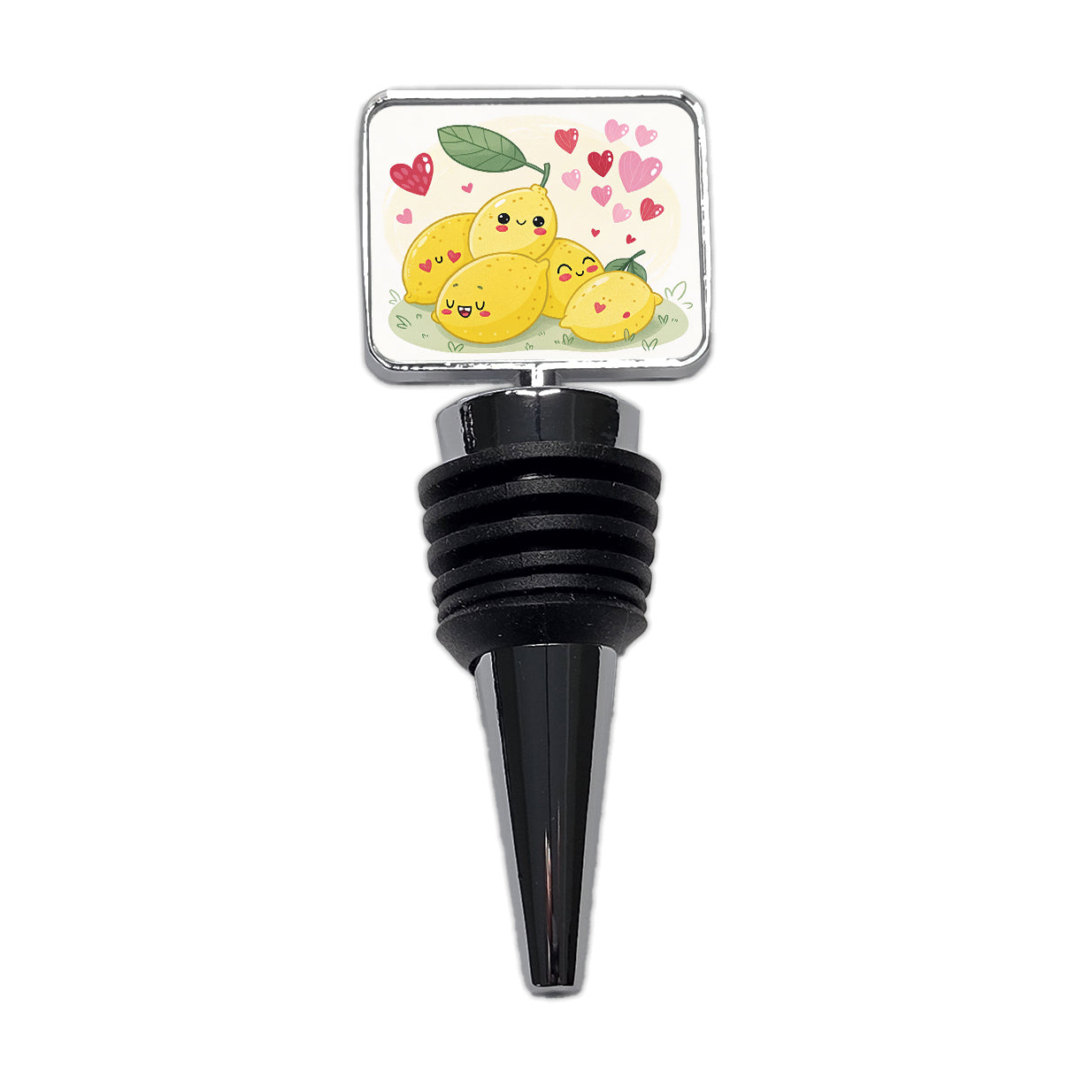 Kawaii Lemons And Hearts Wine Bottle Stopper