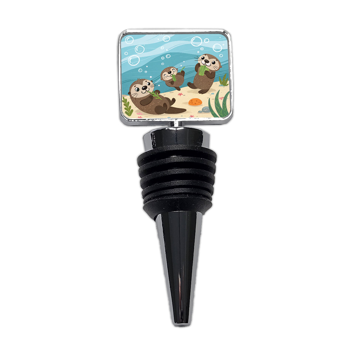 Kawaii Sea Otters Wine Bottle Stopper