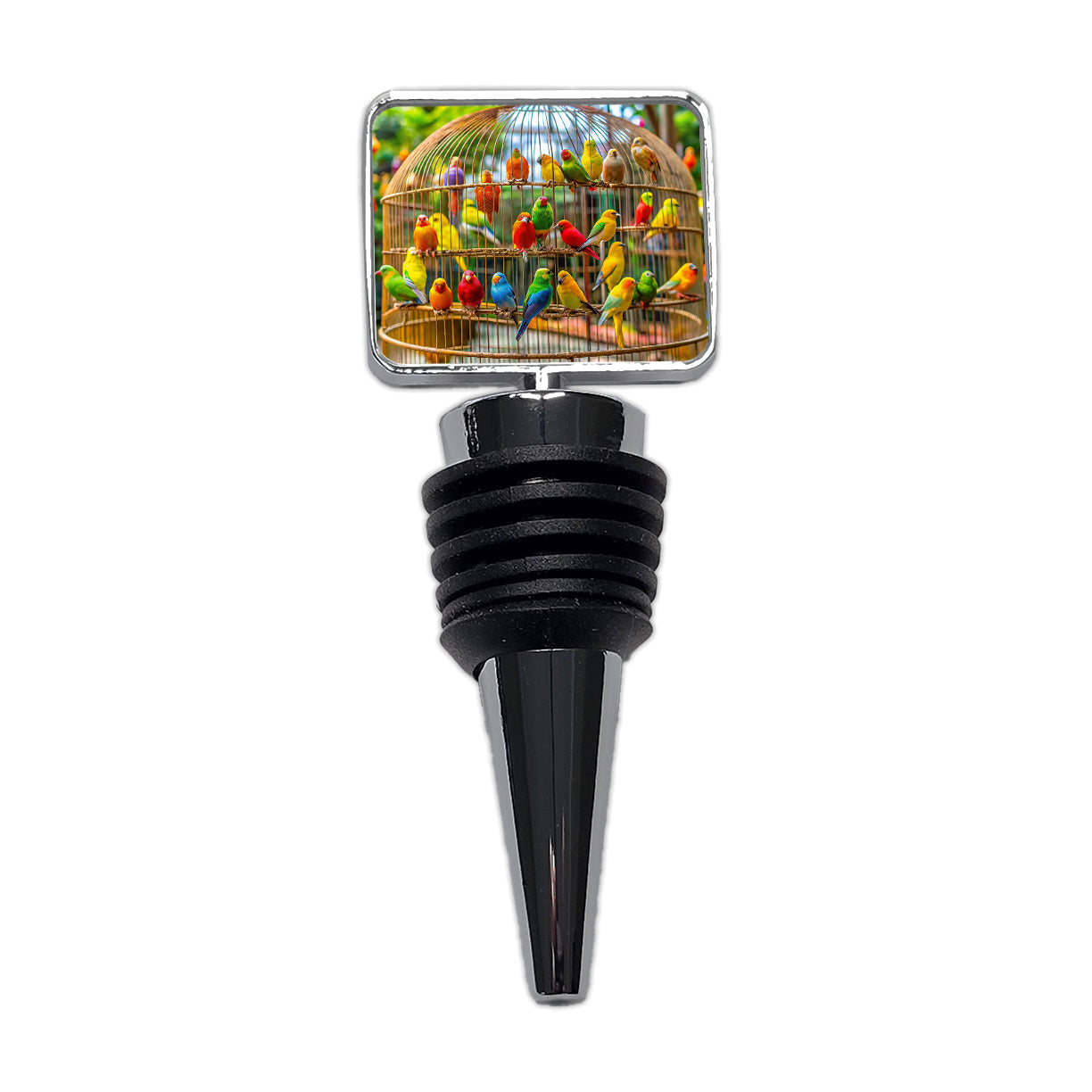 Bird Cage with Canaries Wine Bottle Stopper