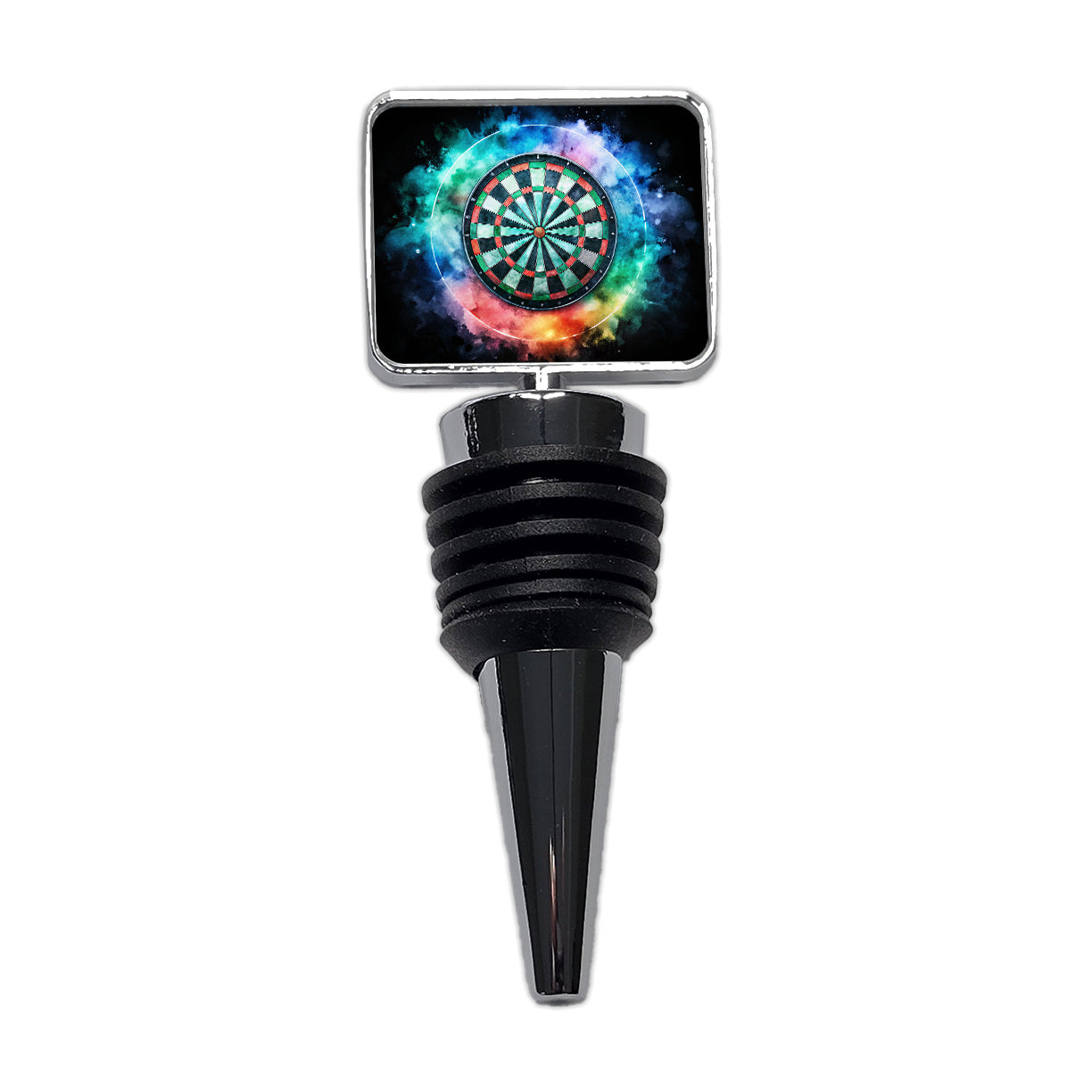 Dart Board Black Watercolor Wine Bottle Stopper