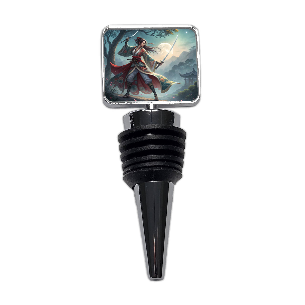 Fantasy Female Warrior Classic Japanese Anime Style Wine Bottle Stopper
