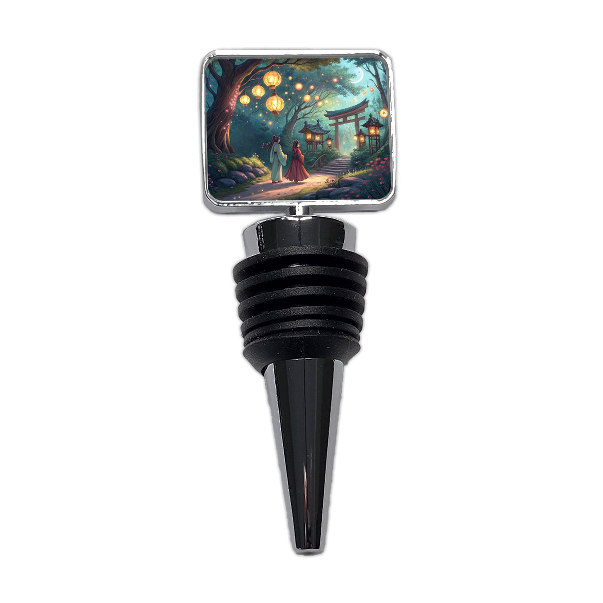 Forest Temple Entrance Torii Gate Fantasy Japanese Anime Style Wine Bottle Stopper