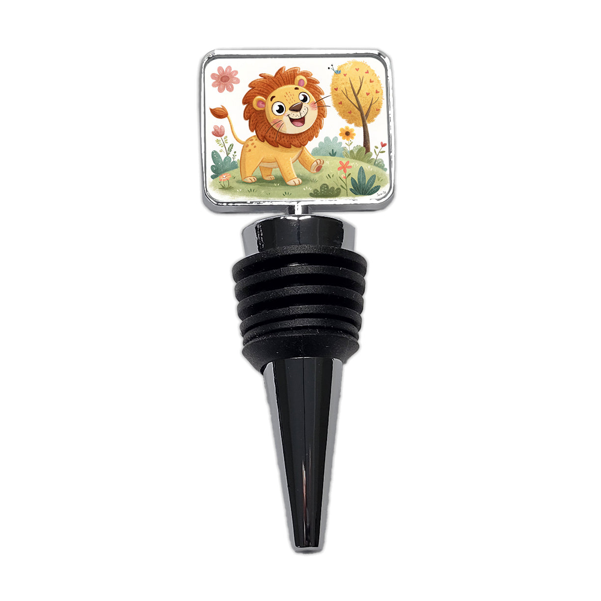 Lion Children's Illustration Style Wine Bottle Stopper