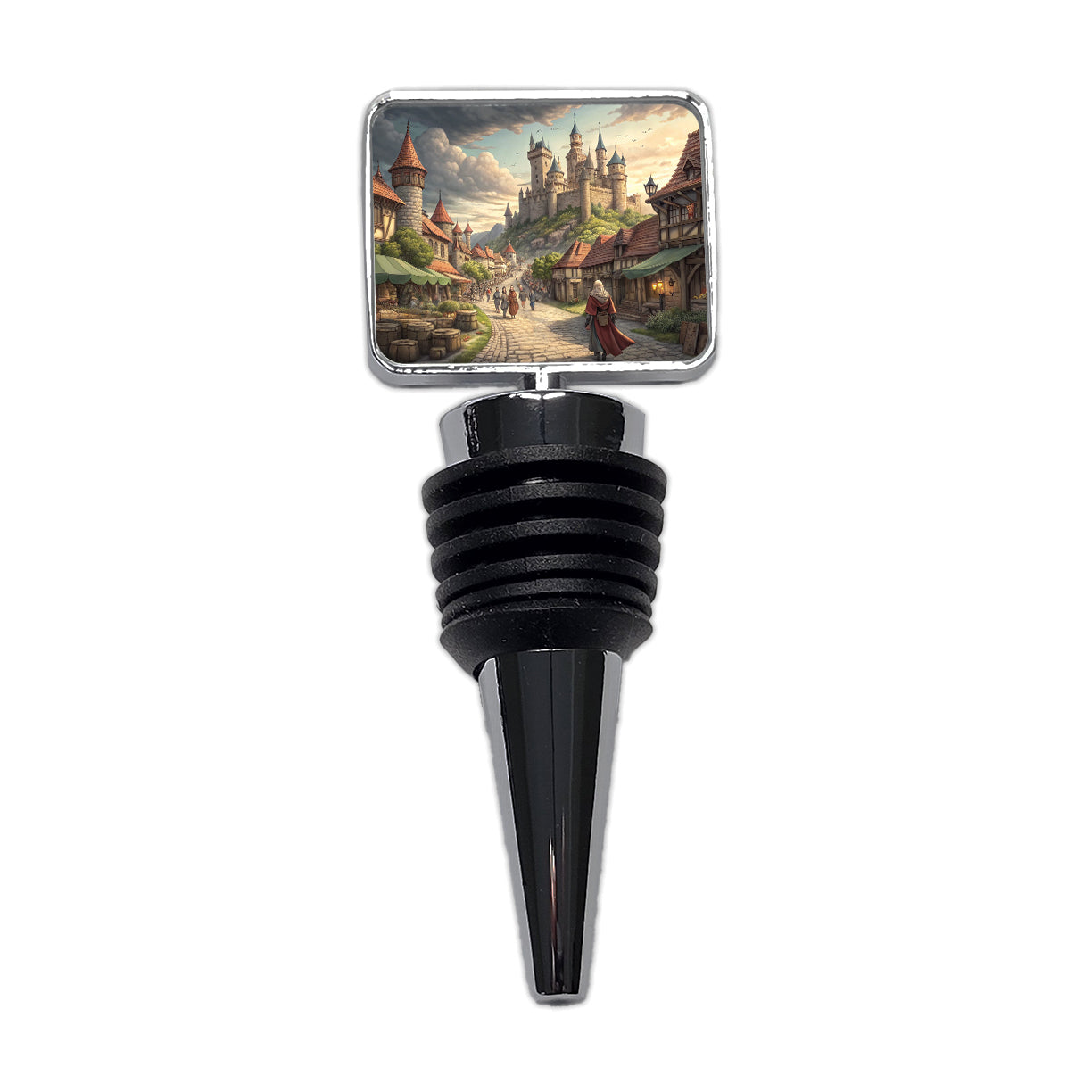 Medieval Kingdom Village with Castle Wine Bottle Stopper