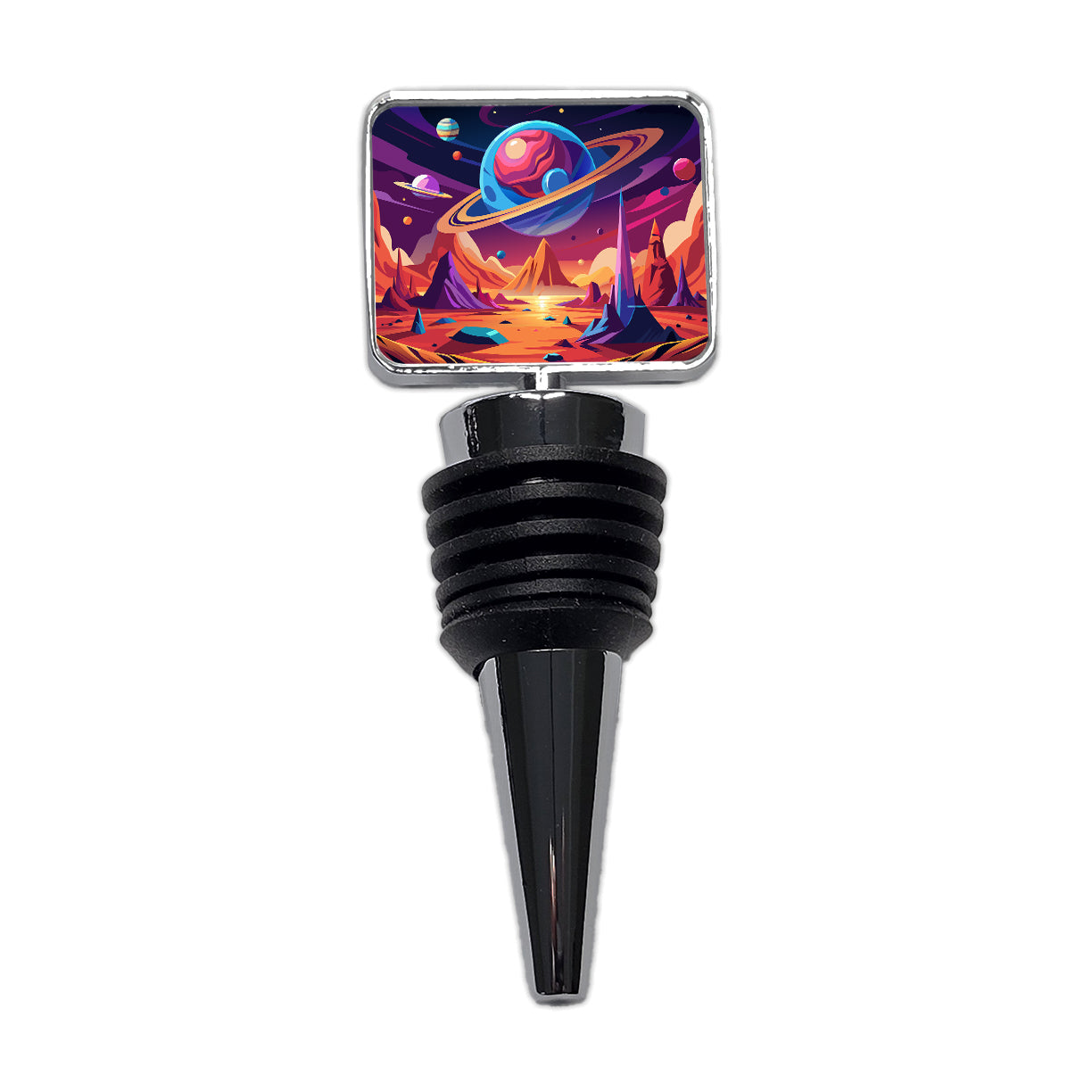 Vibrant Colored Sci-fi Hostile Alien Planet Wine Bottle Stopper