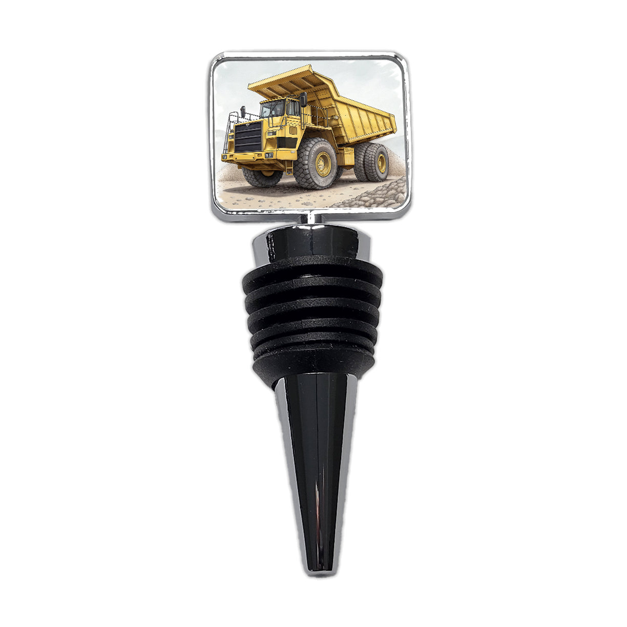 Yellow Dump Truck Construction Equipment Wine Bottle Stopper