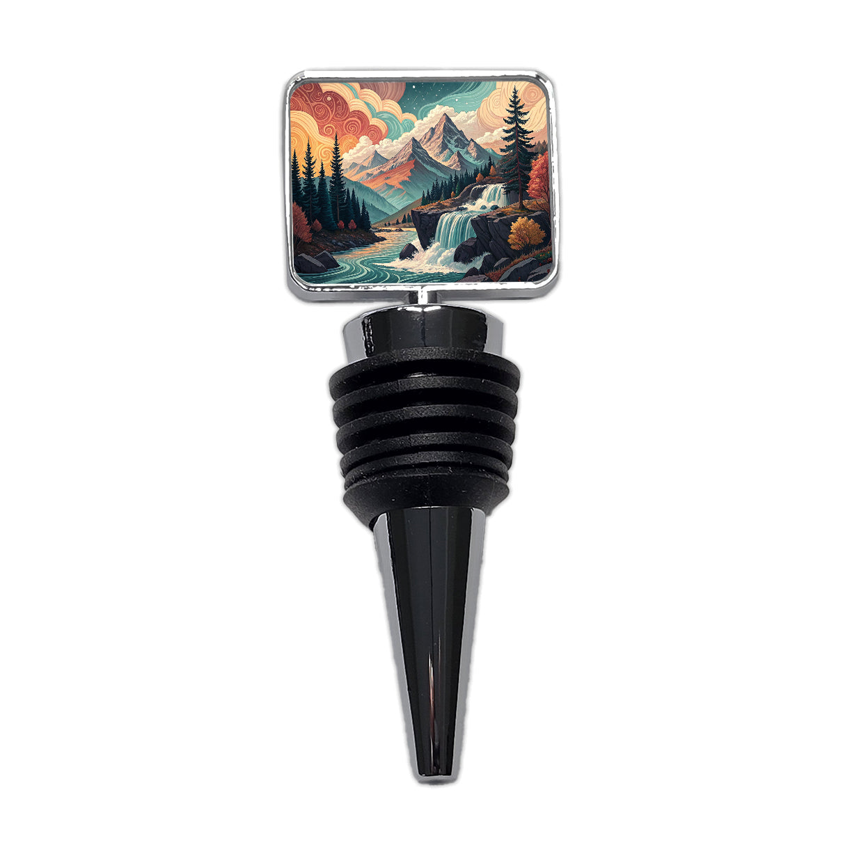 Abstract Mountains Waterfalls Landscape Wine Bottle Stopper