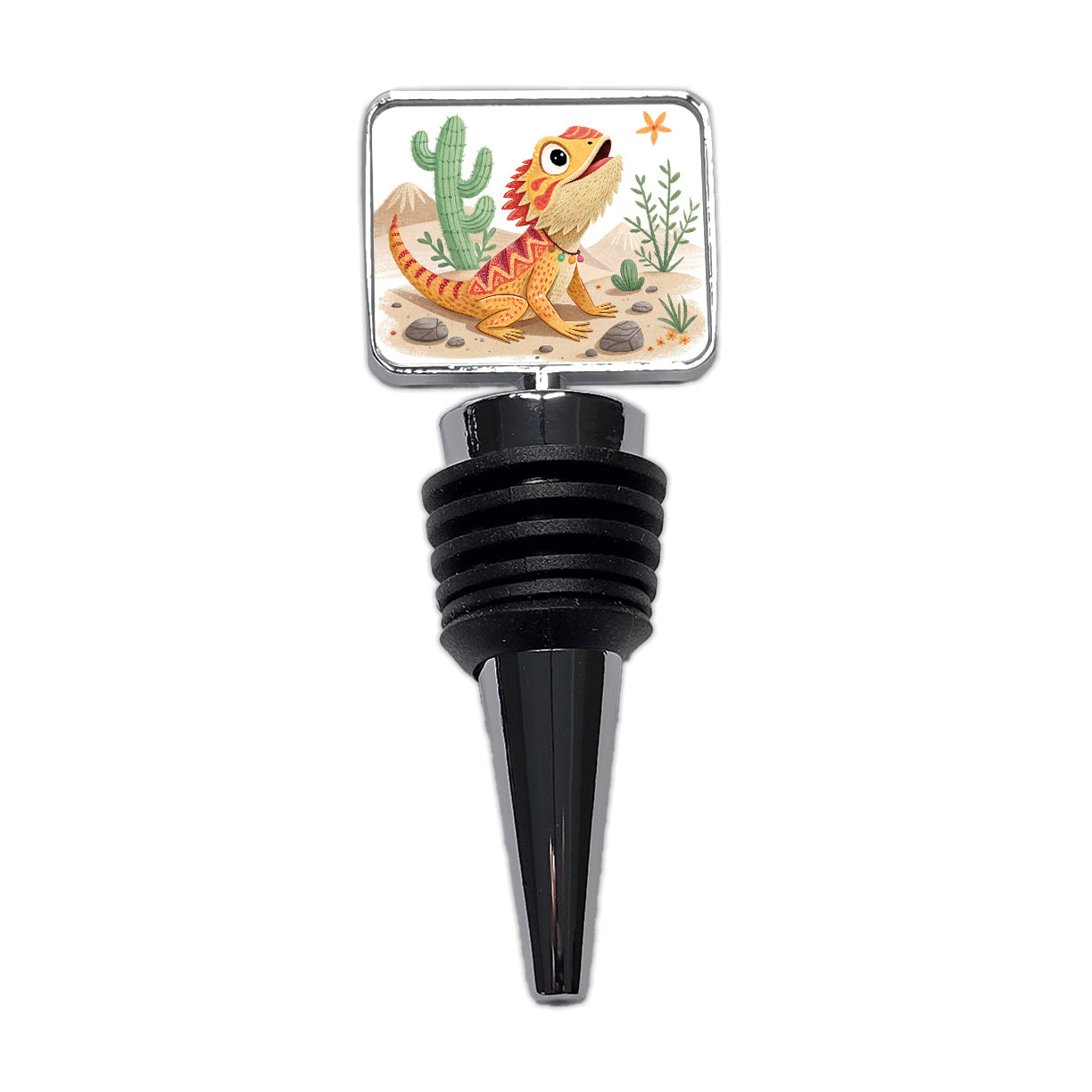 Bearded Dragon Children's Illustration Style Wine Bottle Stopper