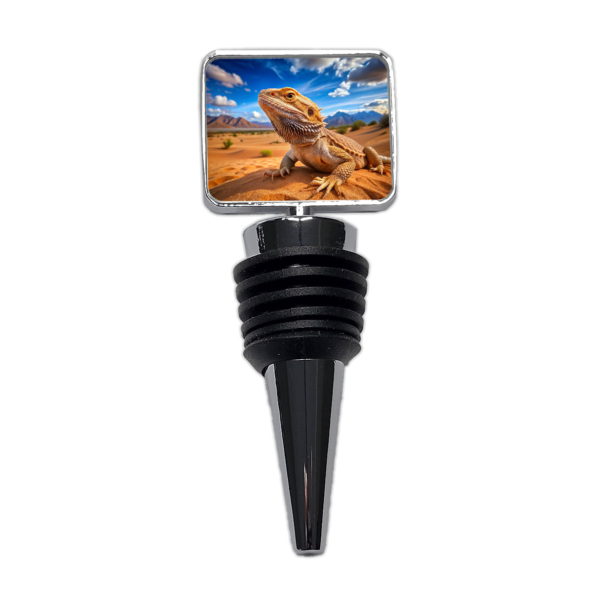Bearded Dragon Lizard Reptile in the Desert Wine Bottle Stopper