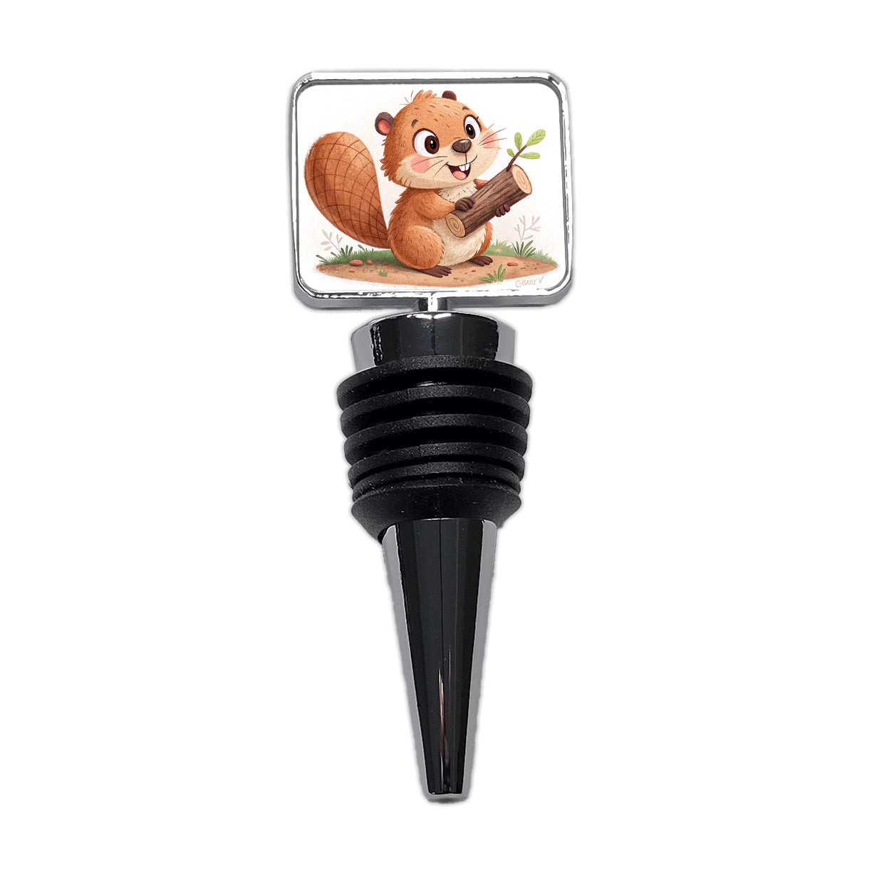 Beaver Children's Illustration Style Wine Bottle Stopper