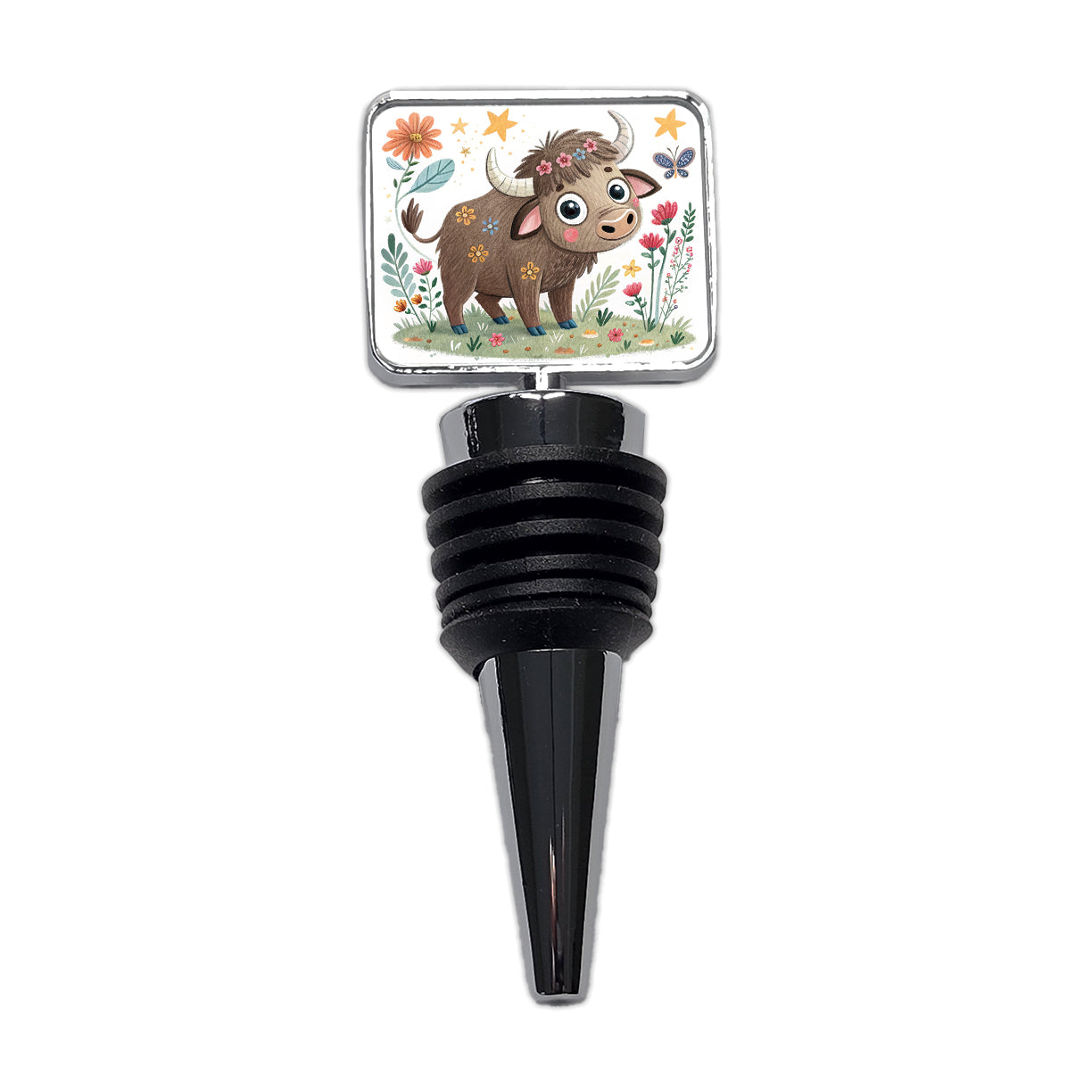 Bison Buffalo Children's Illustration Style Wine Bottle Stopper