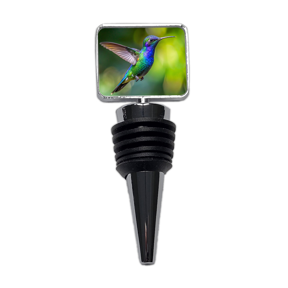 Blue Chinned Sapphire Hummingbird Backyard Bird Wine Bottle Stopper