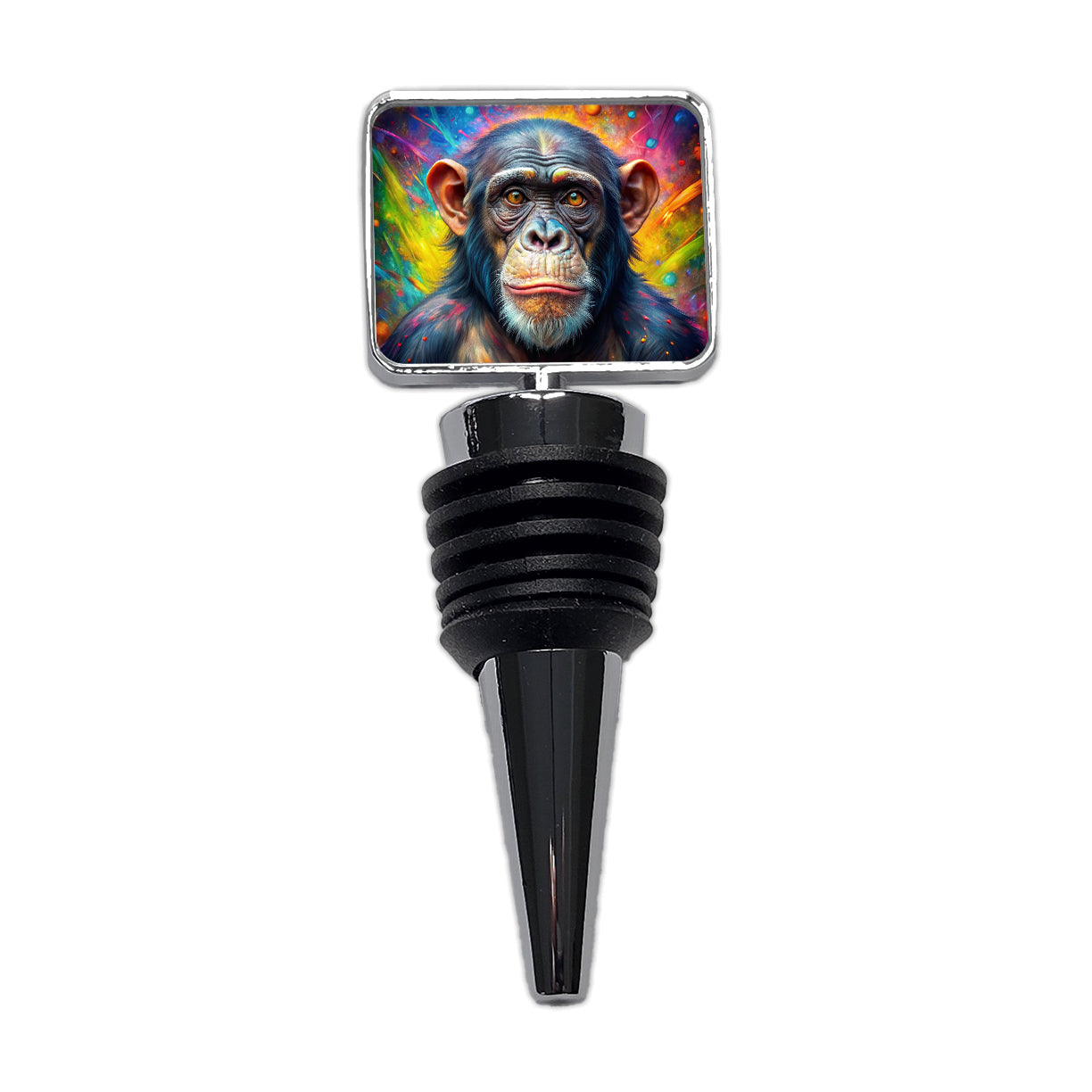 Chimpanzee Monkey Colorful Abstract Art Wine Bottle Stopper