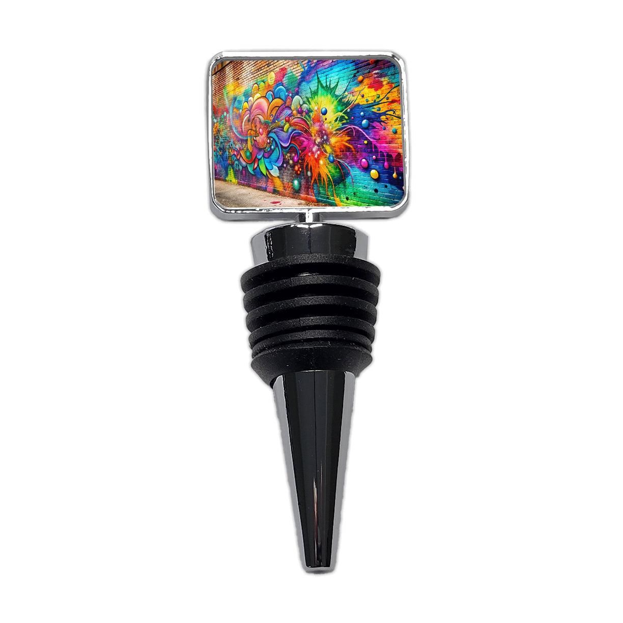 Colorful Graffiti On City Wall Wine Bottle Stopper