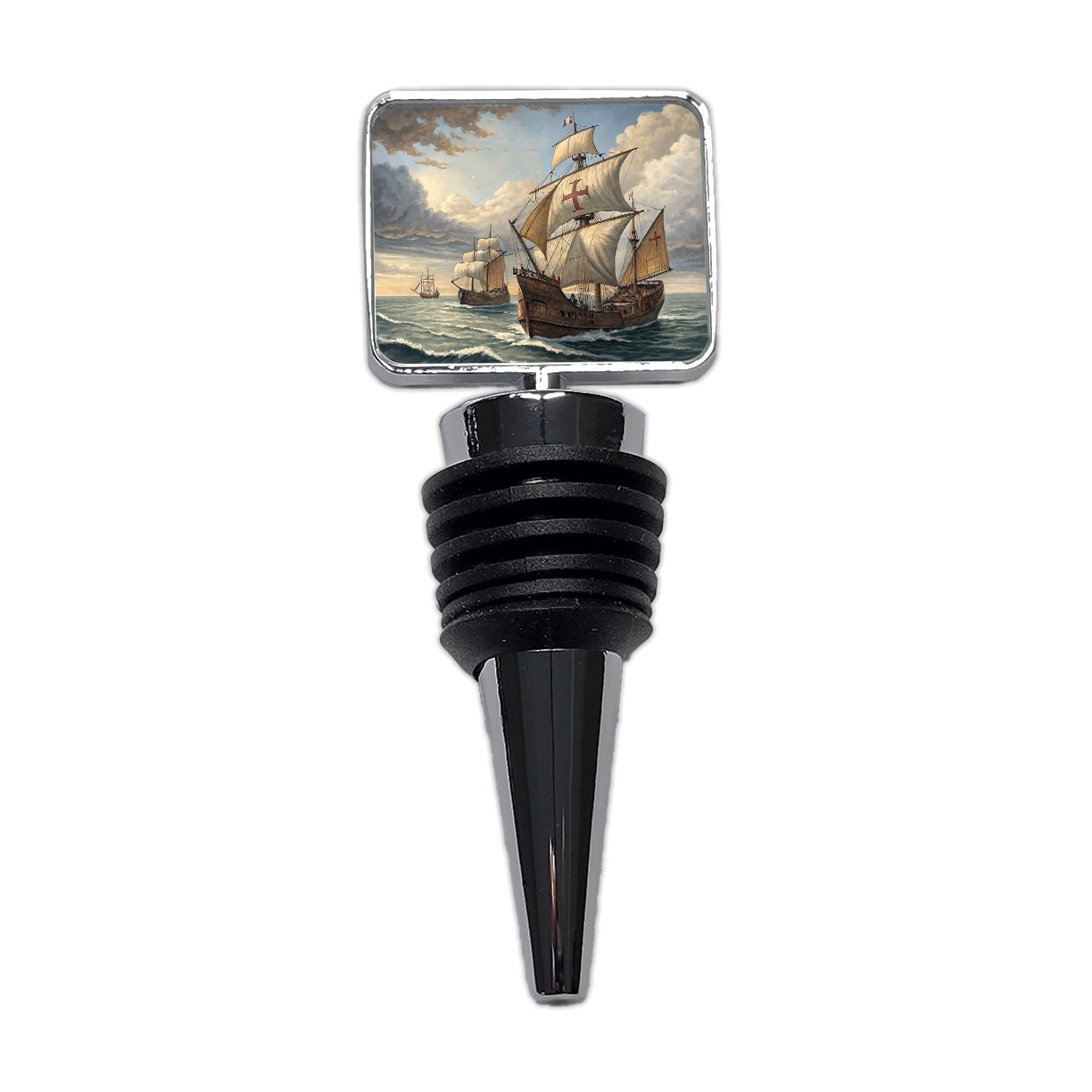 Columbus's Ships Nina, Pinta, And The Santa Maria Wine Bottle Stopper