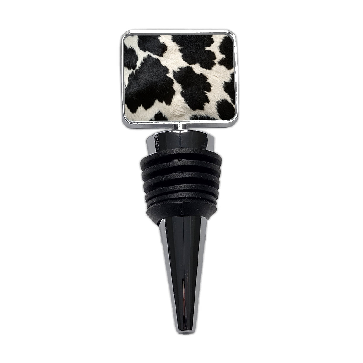 Cow Pattern Black and White Wine Bottle Stopper