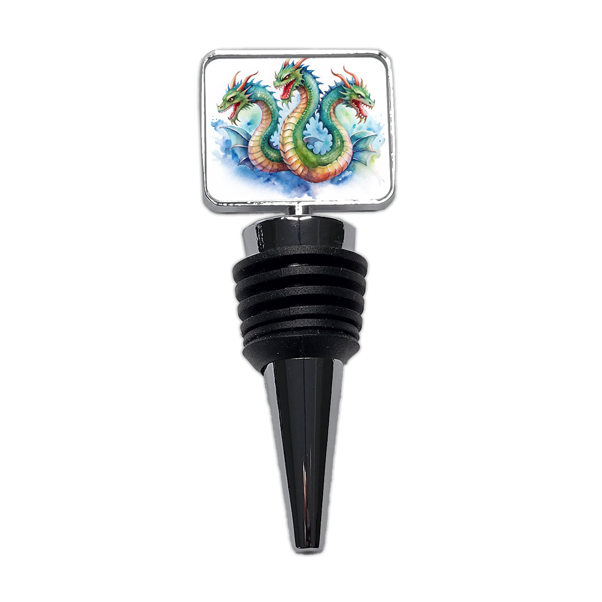 Fantasy Hydra Mythical Creature Watercolor Wine Bottle Stopper