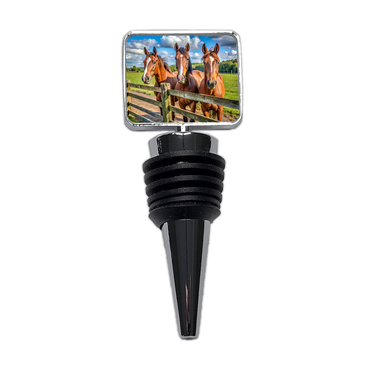 Horses Standing At The Fence Wine Bottle Stopper