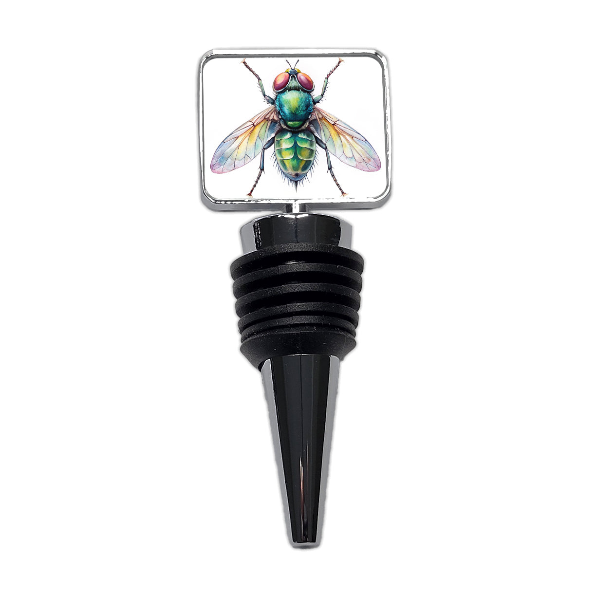 Housefly Fly Watercolor Wine Bottle Stopper