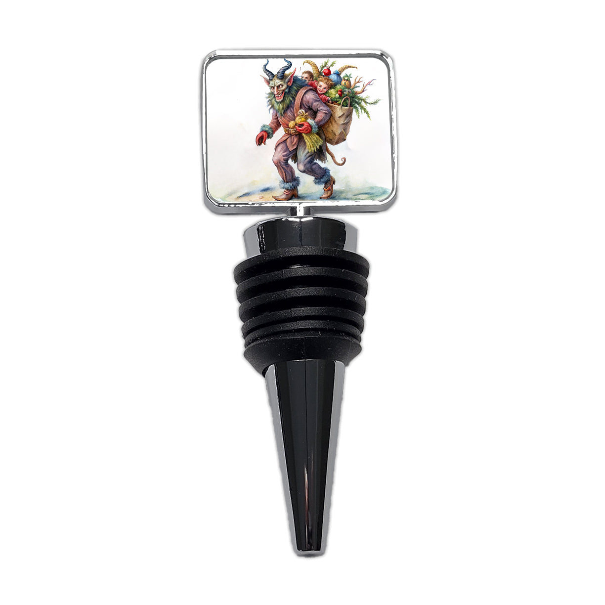 Krampus Carrying Bag Of Children Illustration Wine Bottle Stopper