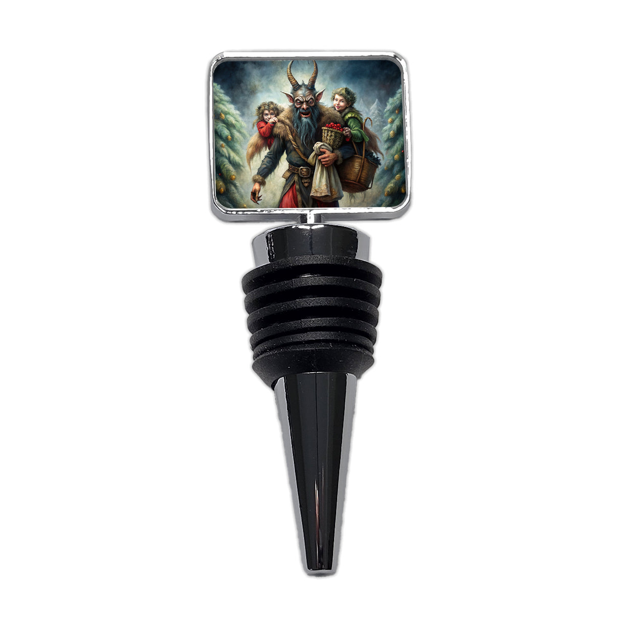 Krampus Carrying Stolen Children at Christmas Wine Bottle Stopper