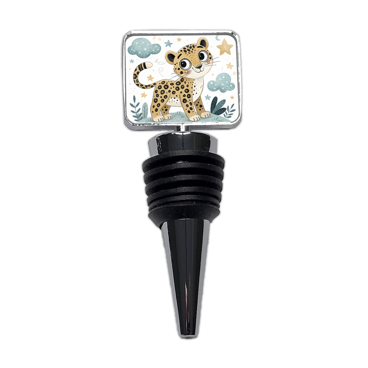 Leopard Children's Illustration Style Wine Bottle Stopper