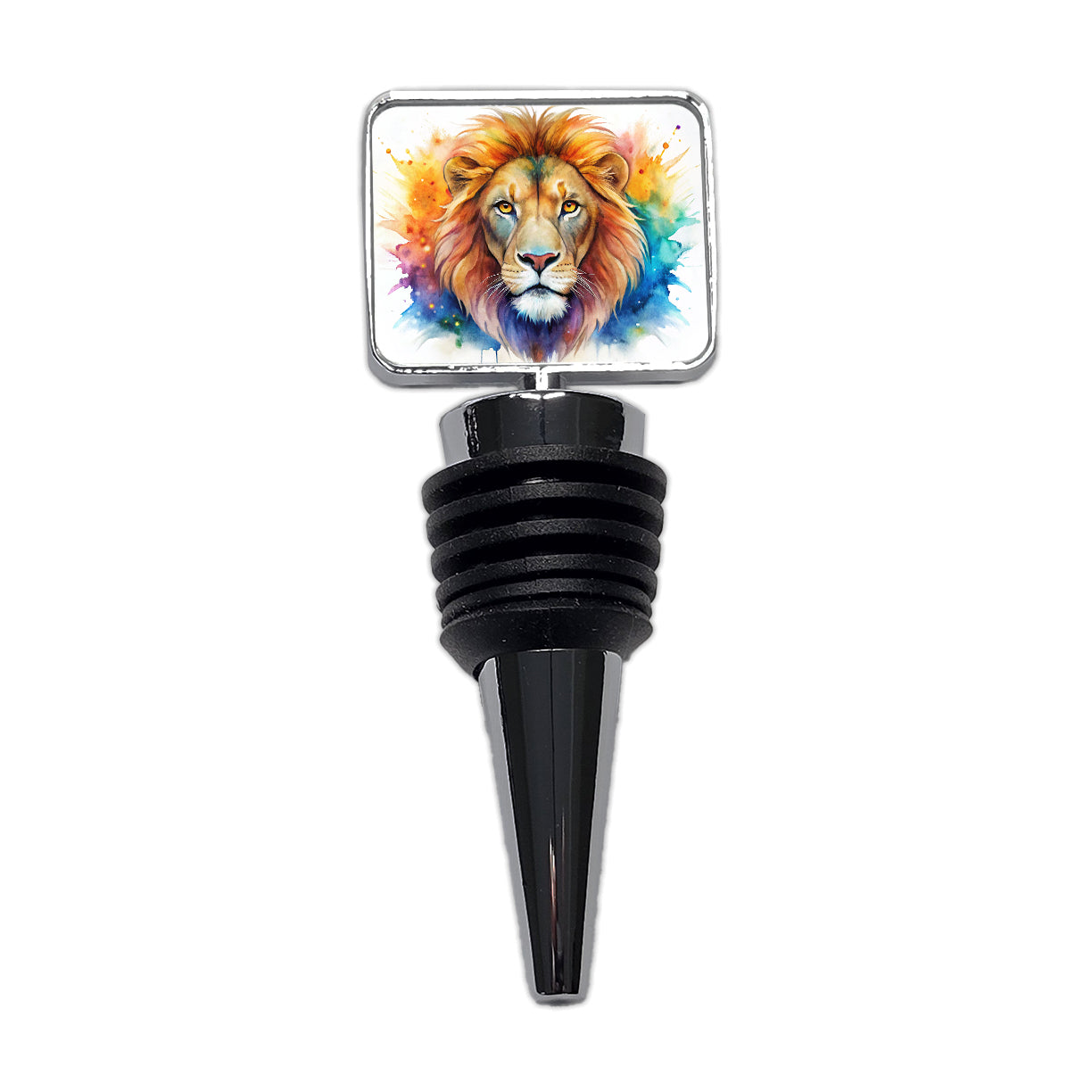 Lion Face Watercolor Wine Bottle Stopper