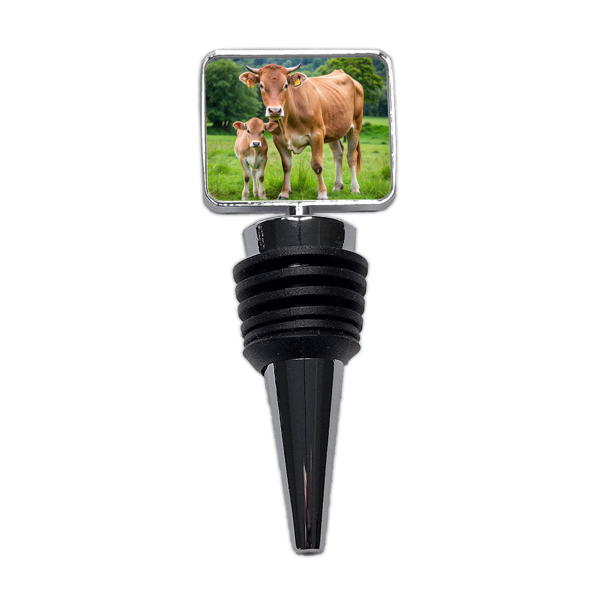 Mother Cow With Calf Wine Bottle Stopper