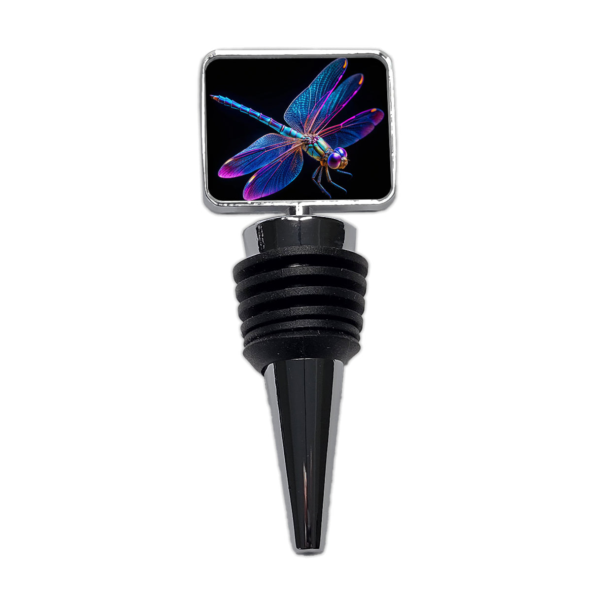 Neon Purple Blue Dragonfly Wine Bottle Stopper