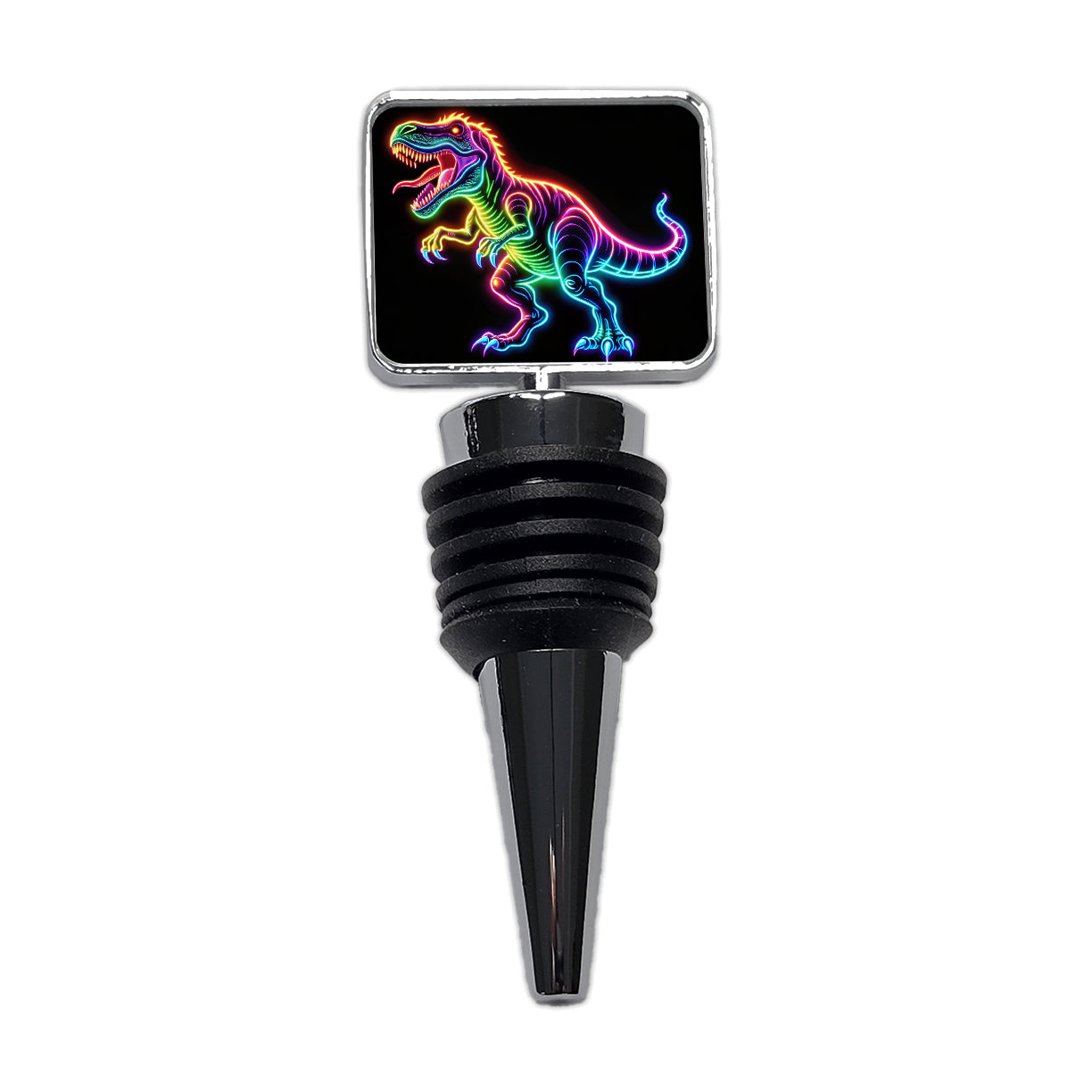 Neon T-Rex Dinosaur Wine Bottle Stopper