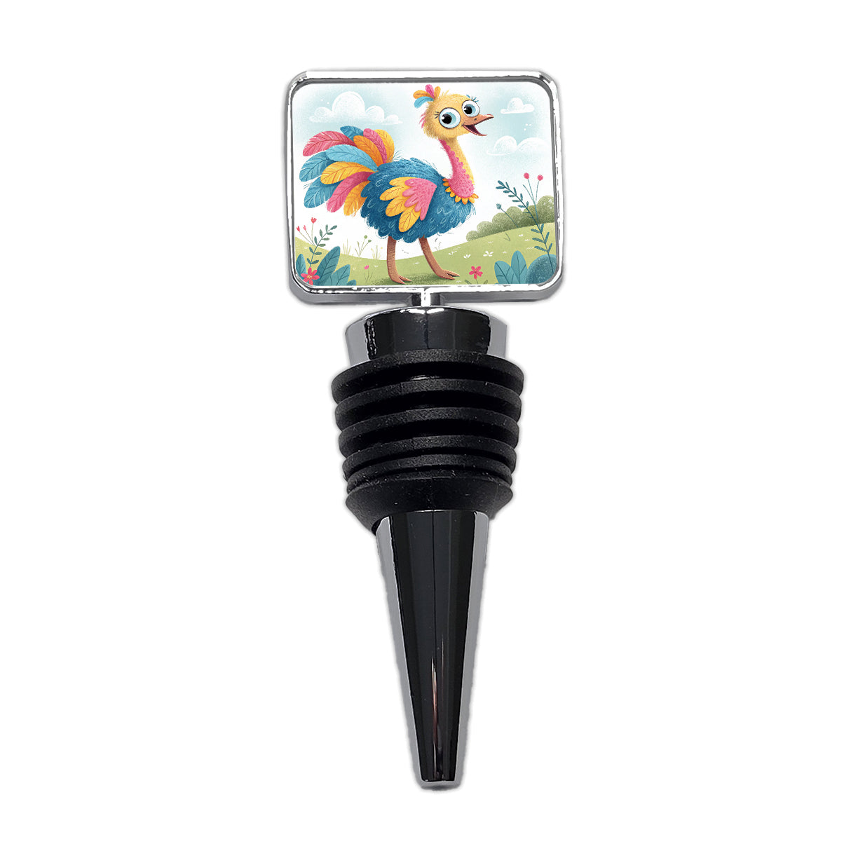 Ostrich Children's Illustration Style Wine Bottle Stopper