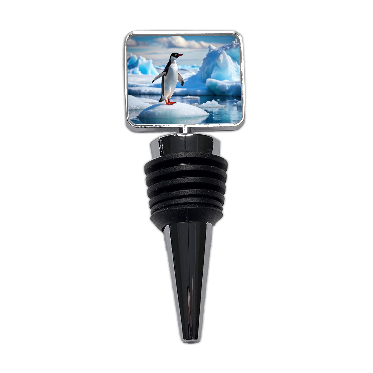 Penguin On Ice Flow Wine Bottle Stopper