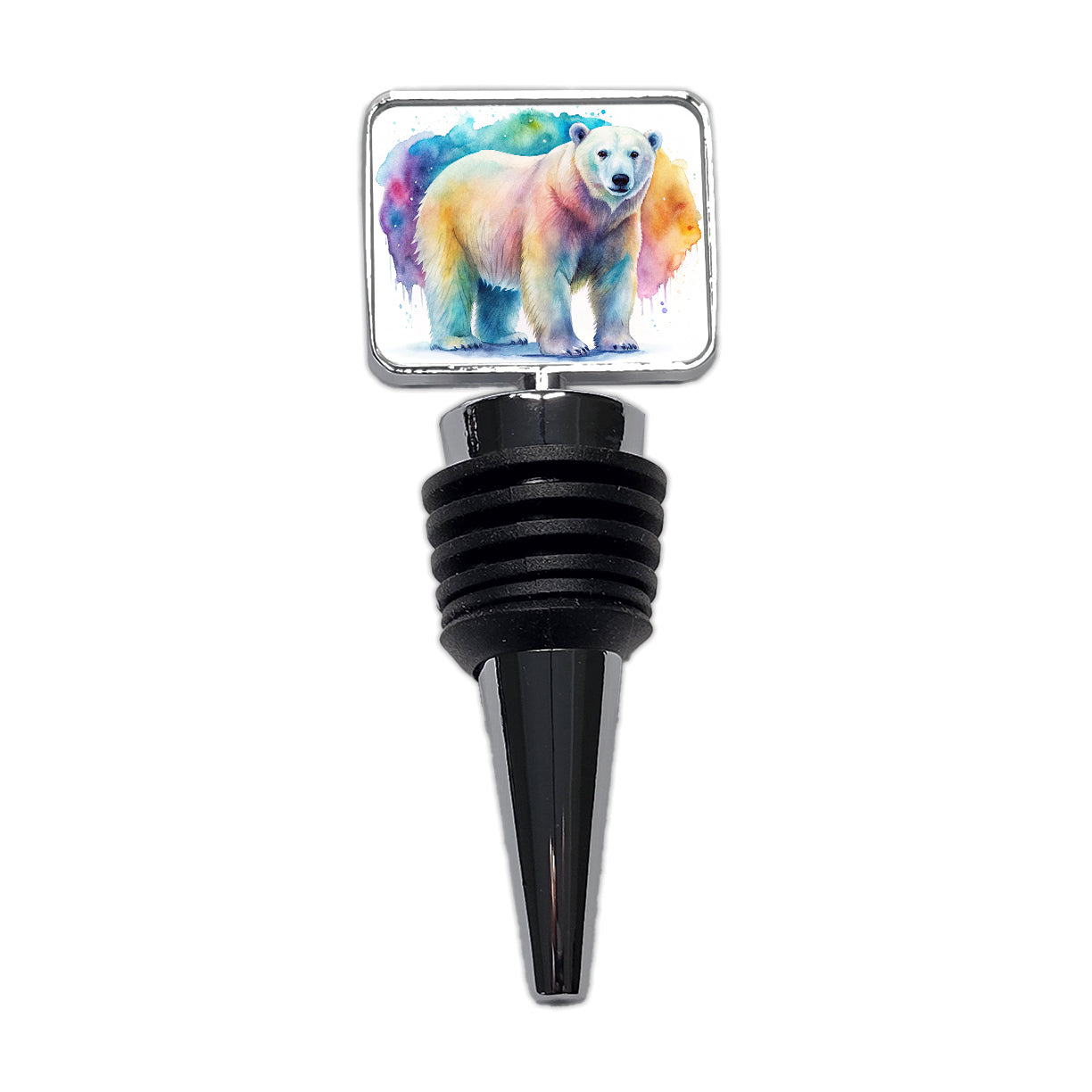Polar Bear Watercolor Wine Bottle Stopper