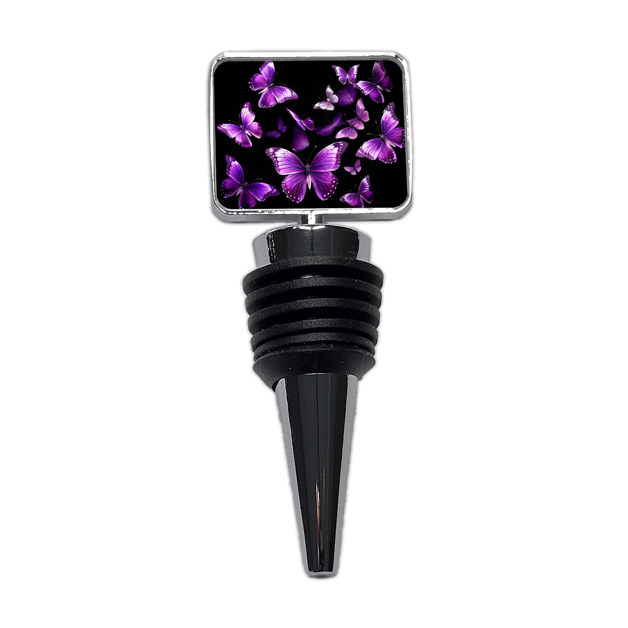 Purple Butterflies Flying Wine Bottle Stopper