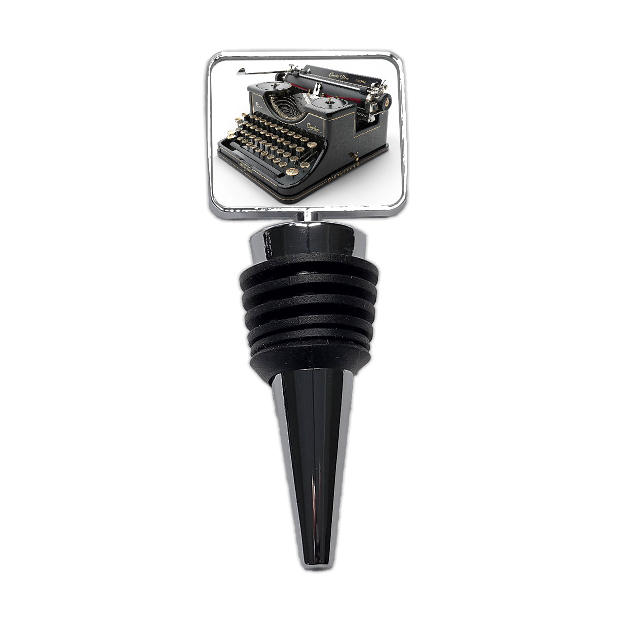 Retro Classic Black Typewriter Wine Bottle Stopper