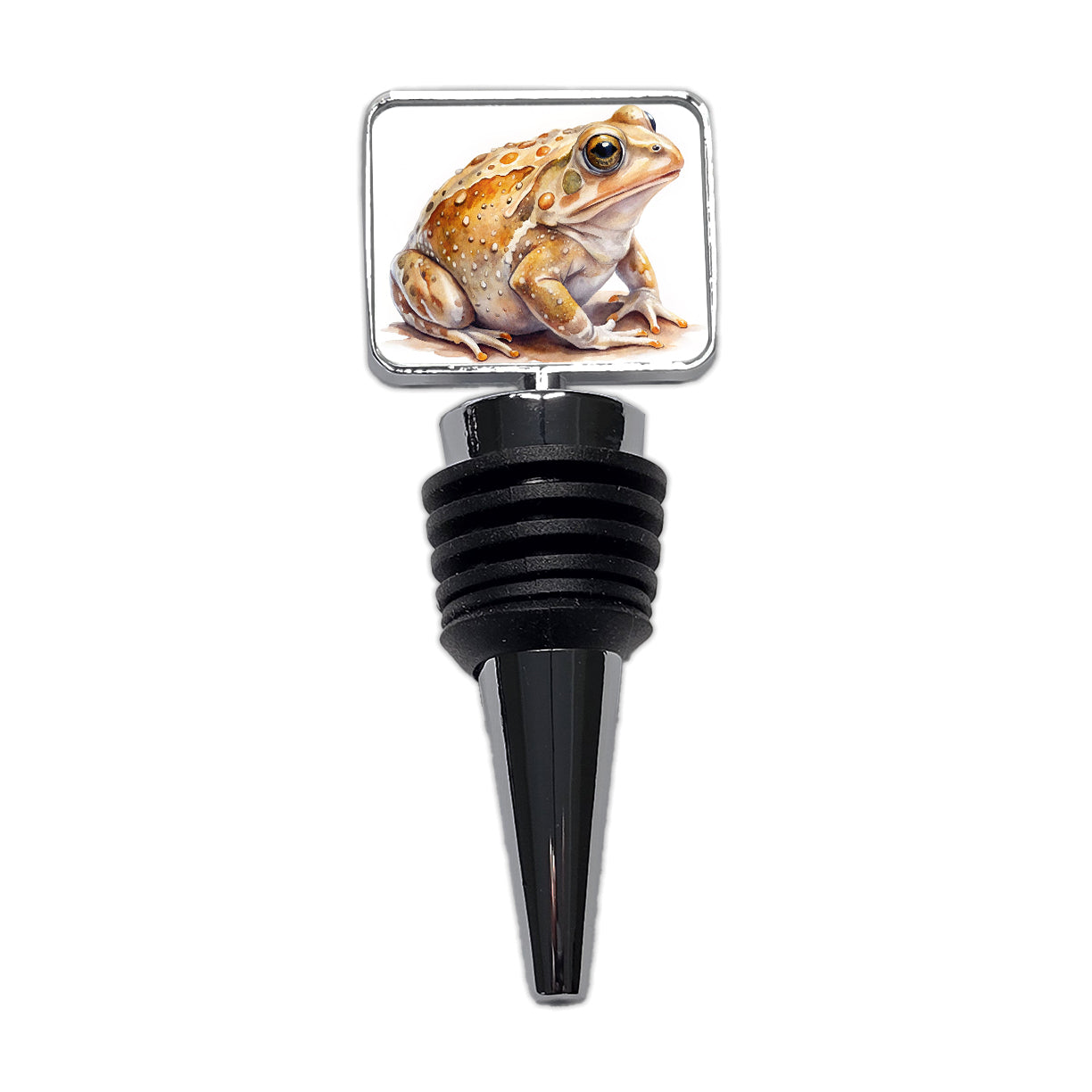 Tan Frog Watercolor Wine Bottle Stopper