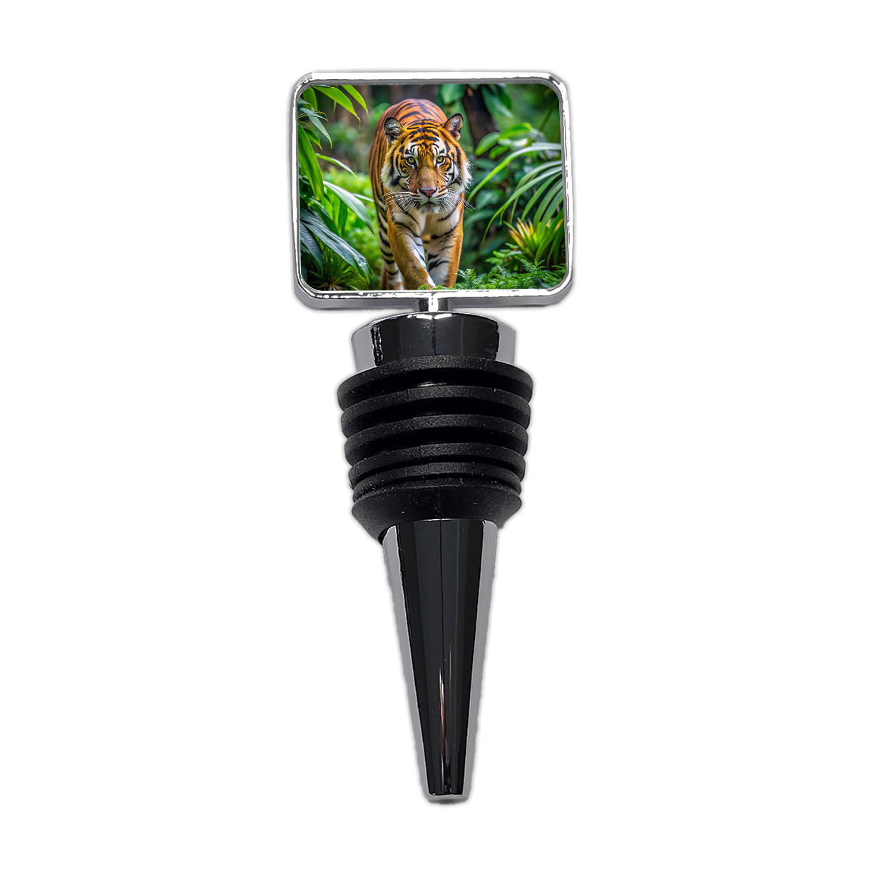 Tiger Stalking Prey In The Jungle Wine Bottle Stopper