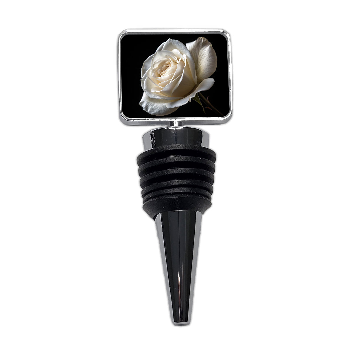 White Rose Wine Bottle Stopper