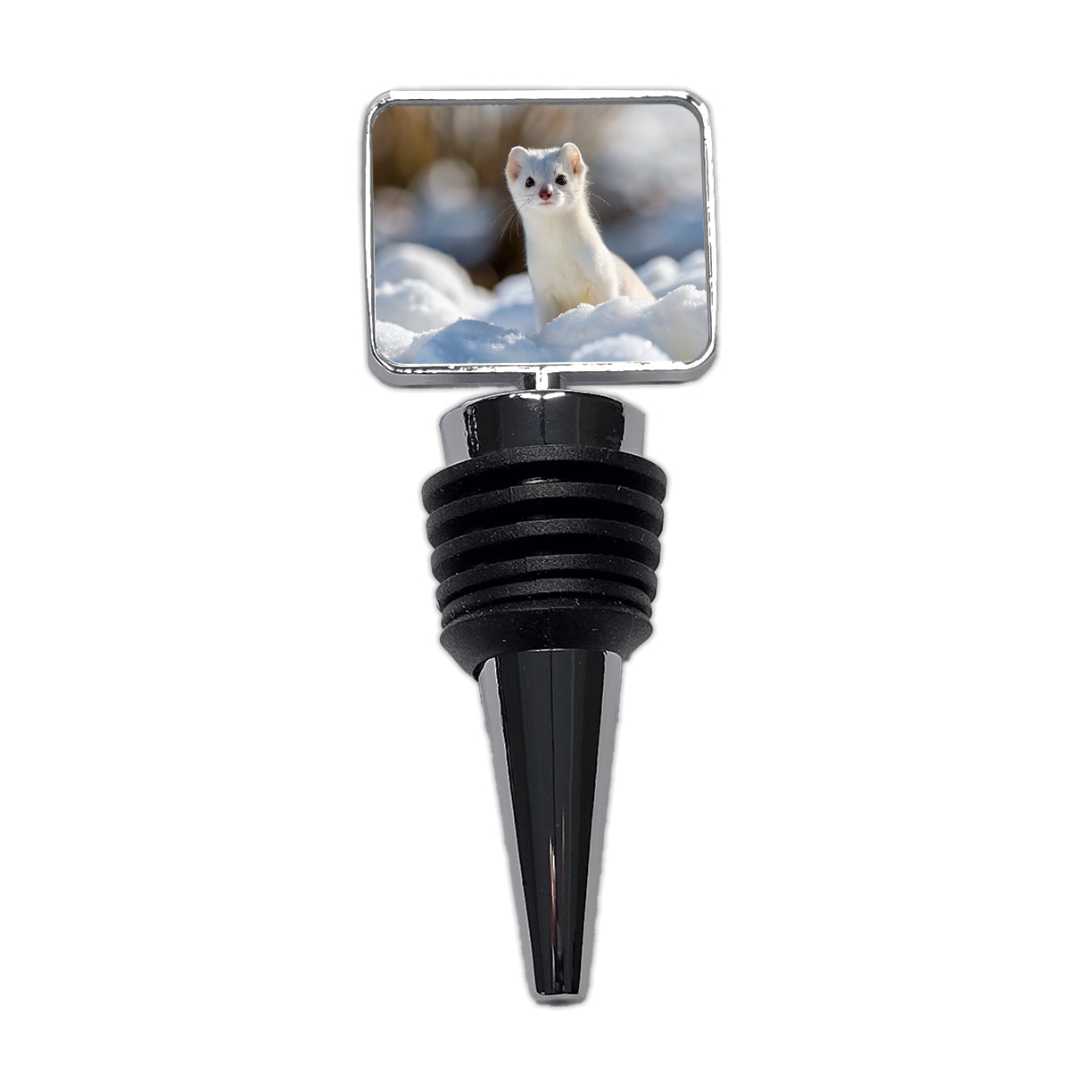 White Stoat Ermine In Snow Wine Bottle Stopper