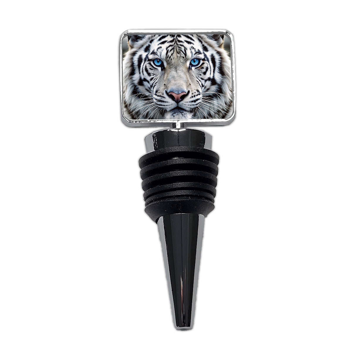 White Tiger Face Wine Bottle Stopper