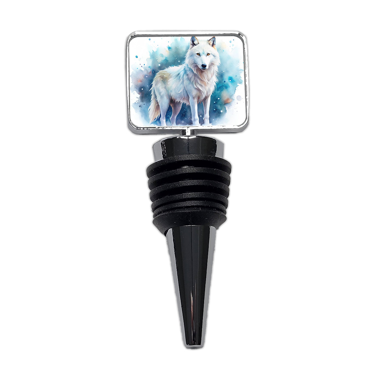 White Wolf Watercolor Wine Bottle Stopper