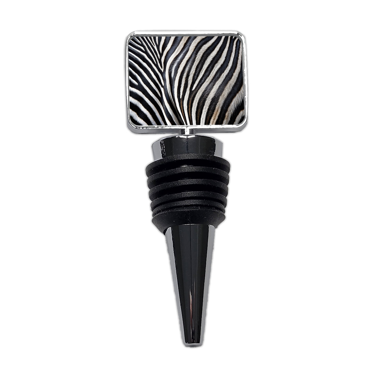Zebra Black and White Stripes Pattern Wine Bottle Stopper