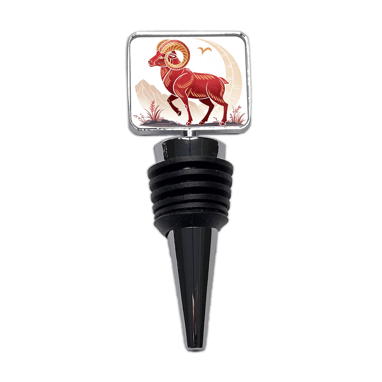 Zodiac Horoscope Symbol Aries Ram Wine Bottle Stopper