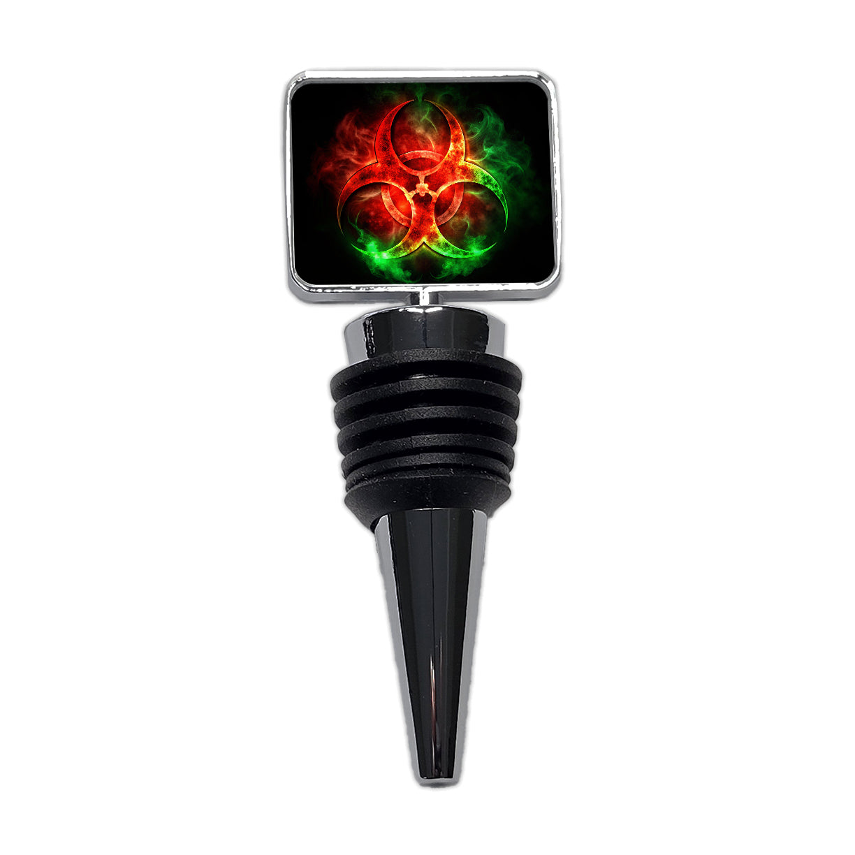 Zombie Outbreak Symbol With Red Green Toxic Gasses Wine Bottle Stopper